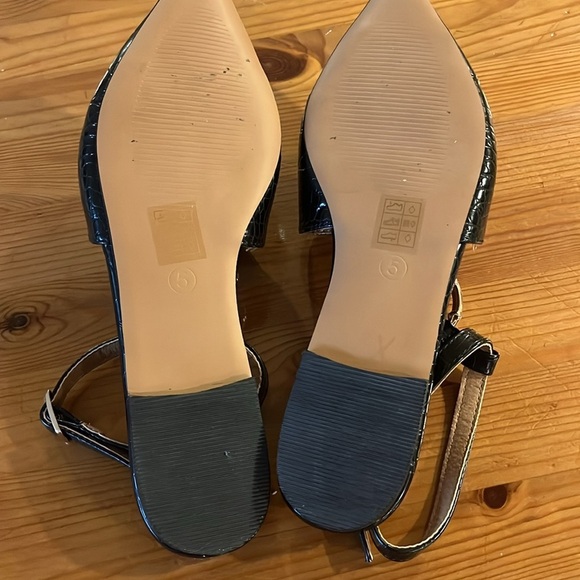 ASOS DESIGN vegan leather ballet flats w/metal bamboo ring in black croc size 5 - Picture 8 of 10